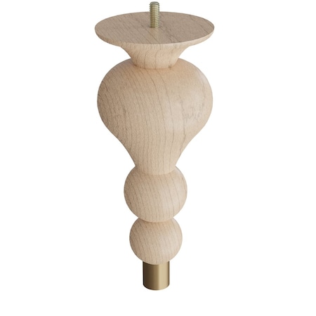 Designs Of Distinction 9" Tipt Toe Bun Foot with bolt and 1" Satin Brass Ferrule - Hardwood 01242009MASB6